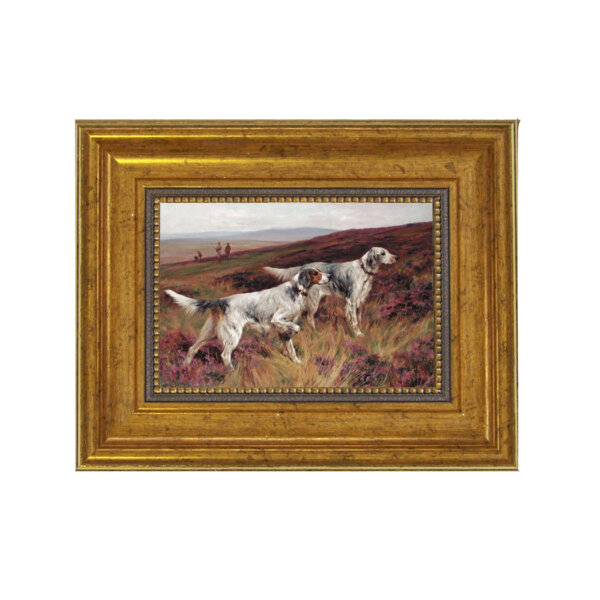 Two Setters on a Grouse by Arthur Wardle Framed Oil Painting Print on Canvas in Antiqued Gold Frame. A 4
