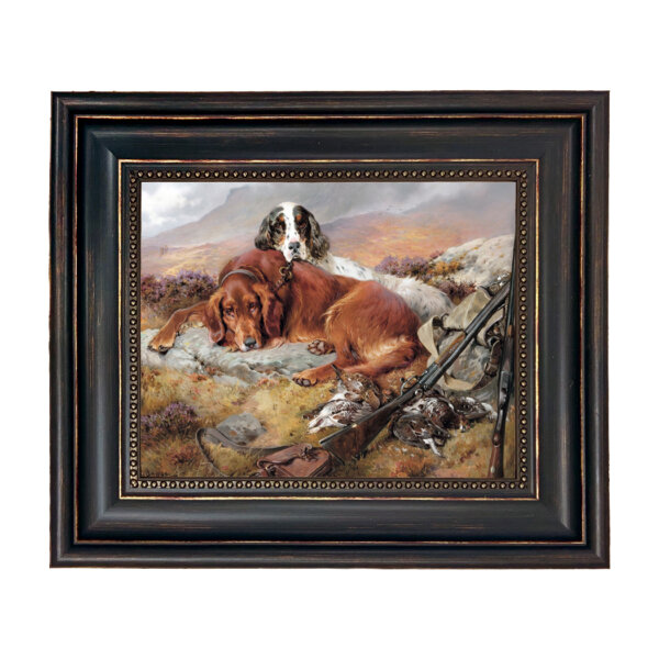 Lunch Time by William Woodhouse Framed Oil Painting Print on Canvas in Distressed Black Frame with Bead Accent. An 8