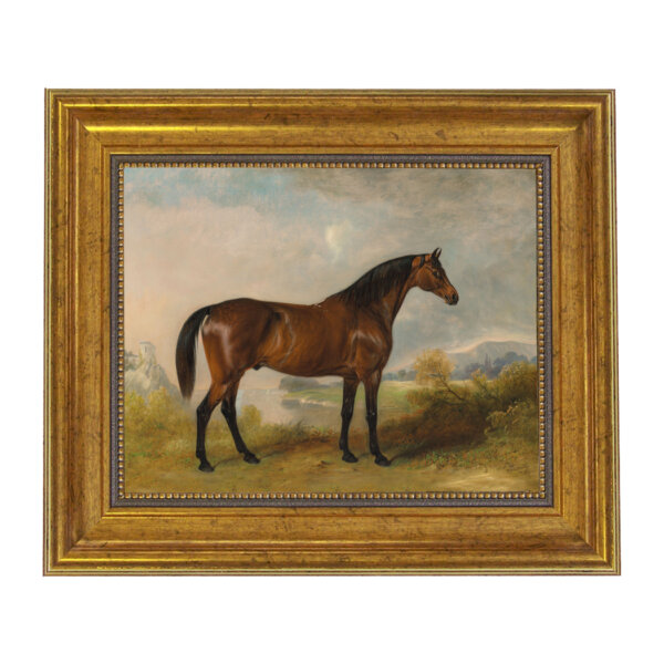 A Bay Hunter Framed Oil Painting Print on Canvas in Antiqued Gold Frame. 8
