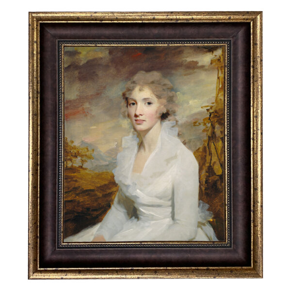 Portrait of Miss Eleanor Framed Oil Painting Print on Canvas in Wide Brown and Antiqued Gold Frame- 16