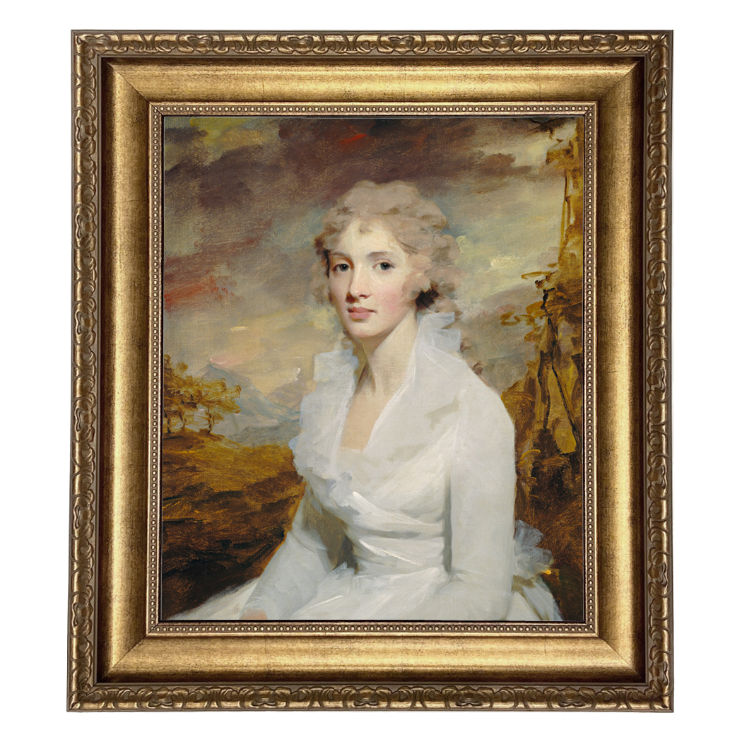 Portrait of Miss Eleanor Framed Oil Painting Print on Canvas in Antiqued Gold Frame. A 16 x 20" framed to 22" x 26".