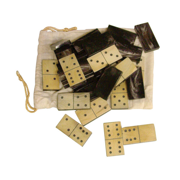 Toys & Games Early American 2″ Horn Domino Set in Cloth Bag
