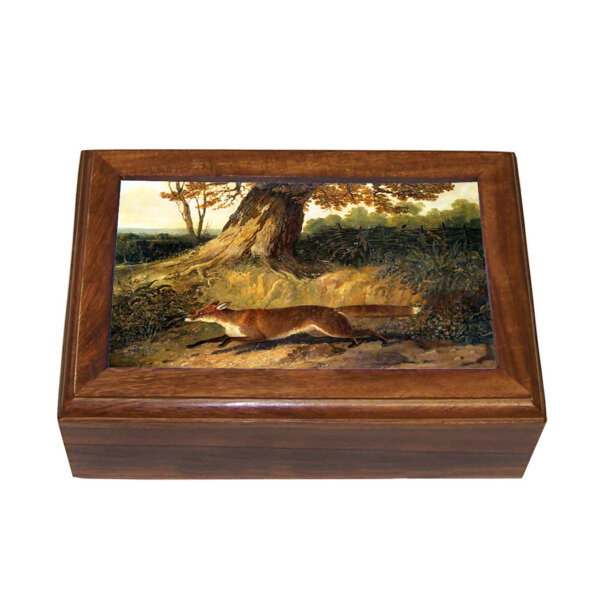 Decorative Boxes Equestrian 6-1/2″ Fox on the Run Equestrian Framed Print Wood Trinket or Jewelry Box- Antique Vintage Style