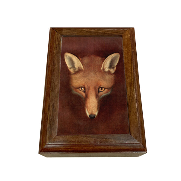 Decorative Boxes Equestrian Fox Head Equestrian Framed Print Wood Trinket or Jewelry Box- Antique Vintage Style