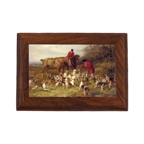 Decorative Boxes Equestrian 6-1/2″ Calling Off the Hounds Equestrian Fox Hunt Framed Print Wood Trinket or Jewelry Box- Antique Vintage Style