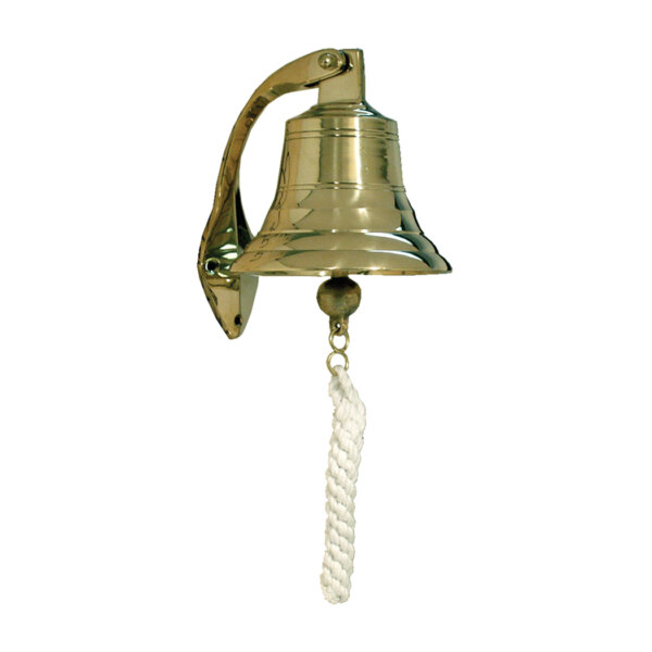 Nautical Decor & Souvenirs Nautical 6″ Nautical Polished Brass Ship Bell with Hinged Hanging Bracket and Braided Rope Clapper Handle – Antique Reproduction