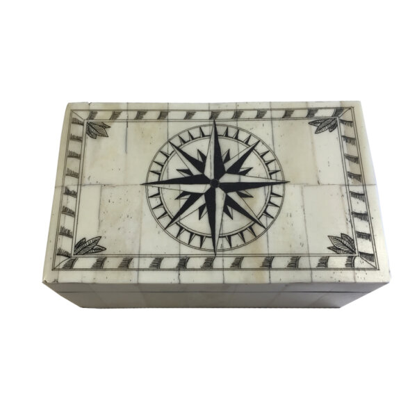 Scrimshaw/Bone & Horn Boxes Nautical 5-1/4″ COMPASS ROSE WITH BORDER