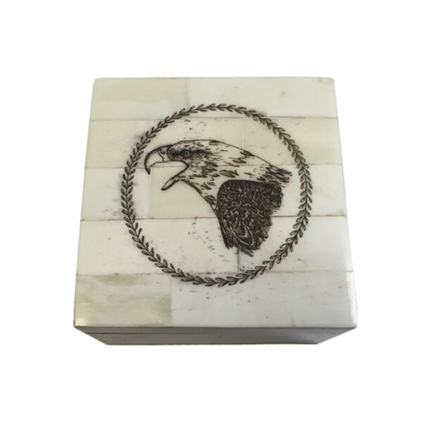 Scrimshaw/Bone & Horn Boxes Early American Natural –  authentic ox bone tiles inlaid on a durable wood-composite base.