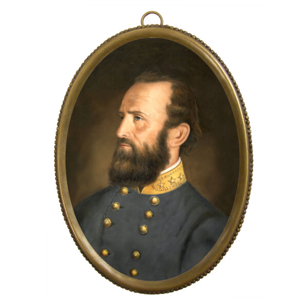 Portrait Revolutionary/Civil War 6-3/4″ General Stonewall Jackson Print in Antiqued Beaded Brass Frame- Antique Vintage Style