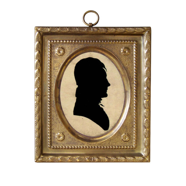 Early American Early American Man by Todd Miniature Silhouette in 4-1/2″ Brass Frame