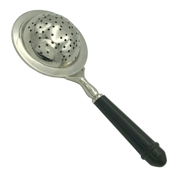 Teaware Early American 7-1/2″ Nickel Plated Tea Strainer with Horn Handle