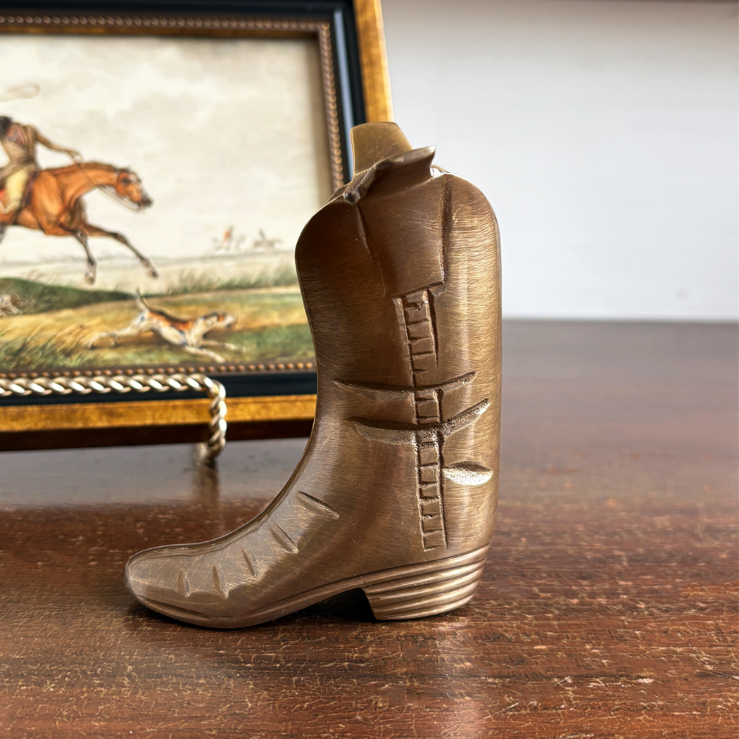 Lodge & Equestrian Decor Equestrian 4-1/4″ Antiqued Brass Riding Boot Match/Toot ...