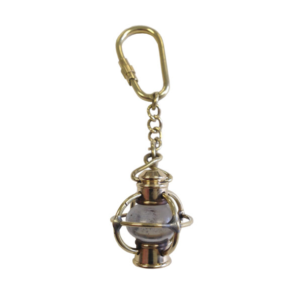 Jewelry Nautical 1-1/4 Brass Lantern Keychain with Clear Globe