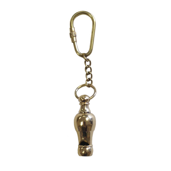 Jewelry Nautical 2″ Brass Pear Shaped Whistle Keychain