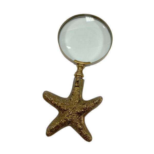 Desk Top Accessories Nautical 7″ Antiqued Brass Starfish Magnifying Glass- Antique Vintage Style