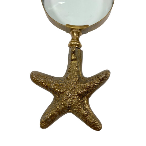 Desk Top Accessories Nautical 7″ Antiqued Brass Starfish Magnifying Glass- Antique Vintage Style