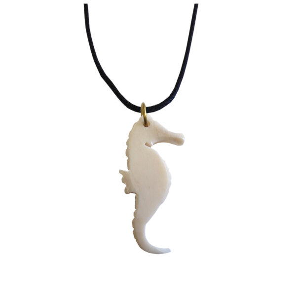 Jewelry Nautical 2″ Bone Seahorse Pendant with Cord