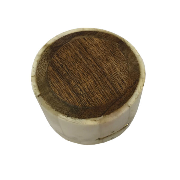 Scrimshaw/Bone & Horn Boxes Early American 2-1/4″ Round Bone Ring Box with Printed Floral Design- Antique Reproduction