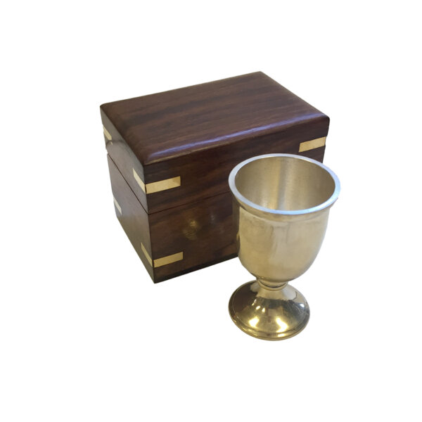 Nautical Decor & Souvenirs Nautical 2-5/8″ Nautical Brass Rum Cup with 3-1/2″ Wooden Box – Antique Vintage Style