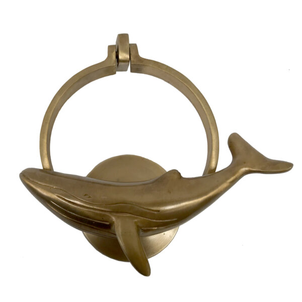 Nautical Decor & Souvenirs Nautical 6-1/4″ Antiqued Brass Whale Door Knocker- Antique Vintage Style