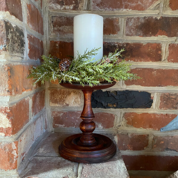 Candles/Lighting Early American 7-1/4″ Wood Turned Candle Stand- Antique Vintage Style