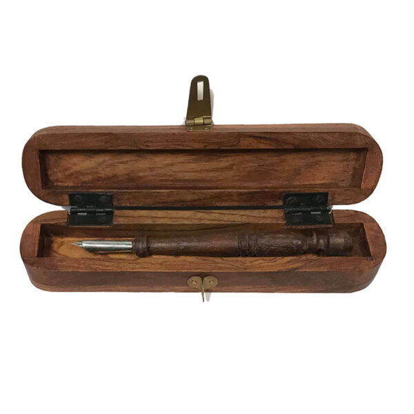 Writing Boxes & Travel Trunks Revolutionary/Civil War 8″ Wood Pen Box with Abraham Lincoln signature –  Wooden Nib Pen
