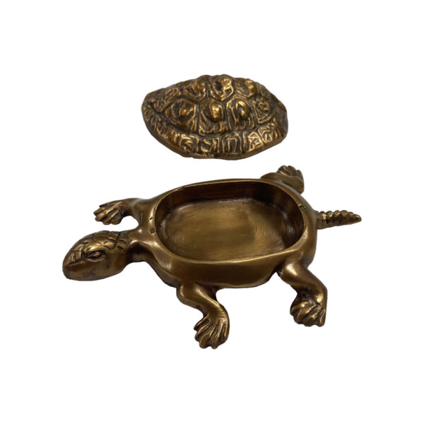 Desk Top Accessories Botanical/Zoological 4-1/4″ Antiqued Brass Turtle Box with Removable Lid- Antique Vintage Style