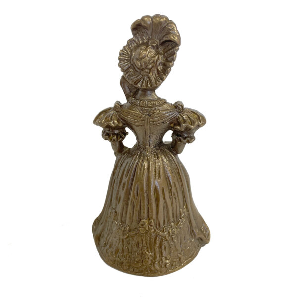 Desk Top Accessories Early American Antiqued Brass Colonial Lady Table Bell- Antique Vintage Style