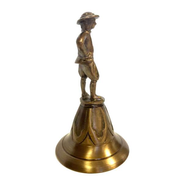 Desk Top Accessories Early American Antiqued Brass Colonial Man Table Bell- Antique Vintage Style