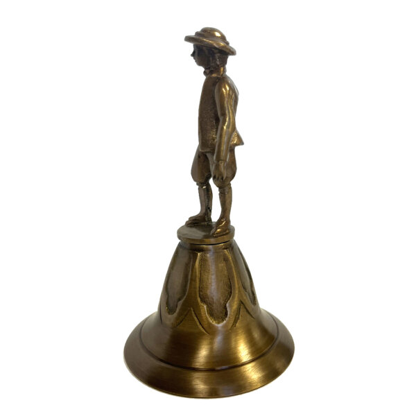 Desk Top Accessories Early American Antiqued Brass Colonial Man Table Bell- Antique Vintage Style
