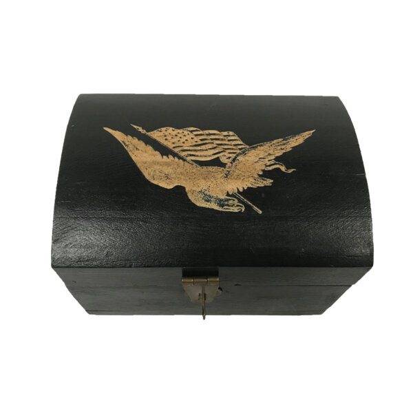Decorative Boxes Revolutionary/Civil War 4-3/4″ American Eagle Antiqued Wood Box Antique Reproduction