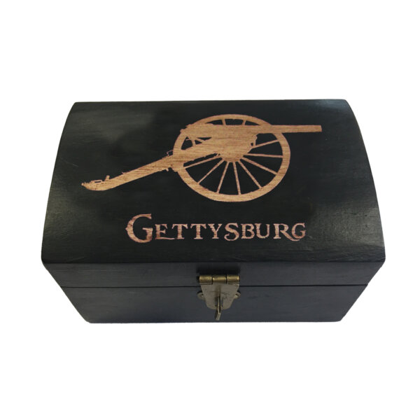 Decorative Boxes Revolutionary/Civil War 4-3/4″ Antiqued Gettysburg Canon Engraved Wood Box.