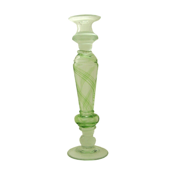 Candles/Lighting Early American 11-3/4″ Clear Blown Glass Candlestick with Dull Green Twist