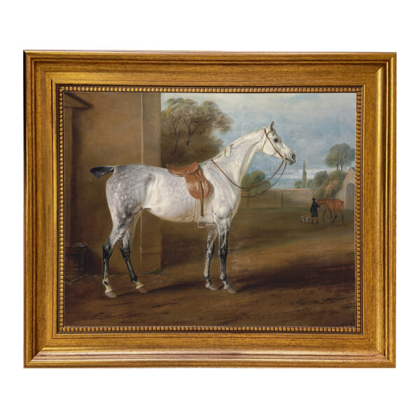 Leed's Grey Hunter Framed Oil Painting Print on Canvas in Antiqued Gold Frame