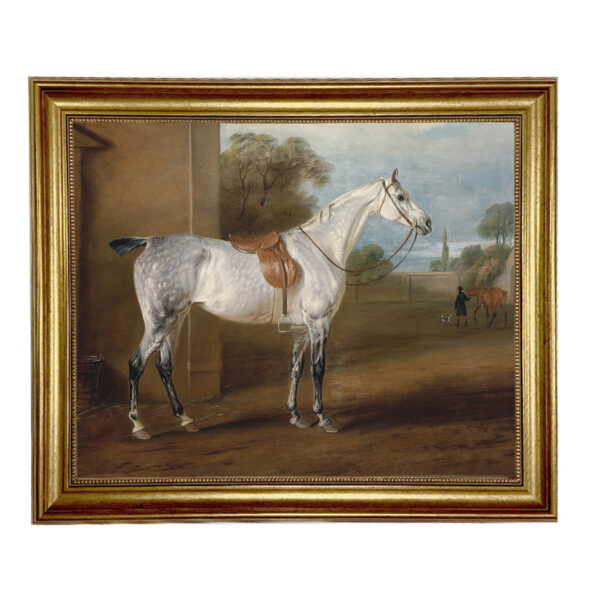 Leed's Grey Hunter Framed Oil Painting Print on Canvas in Antiqued Gold Frame