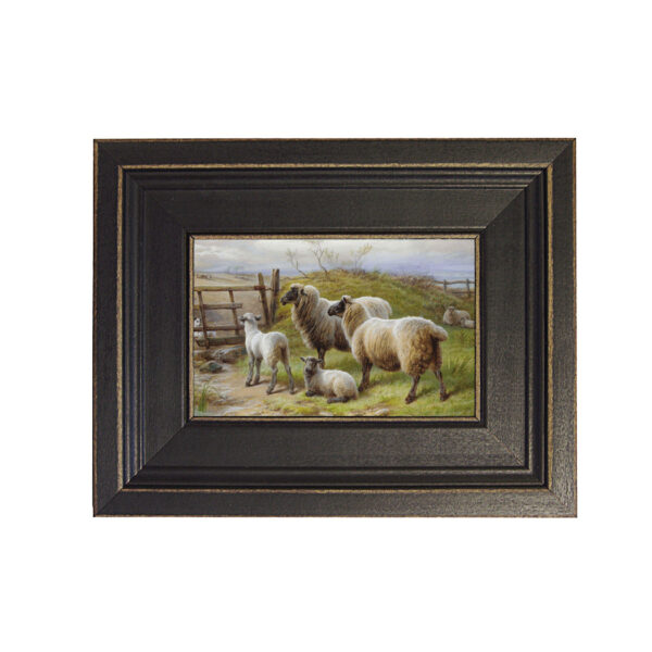 A Doubtful Neighbor by Charles Jones Framed Oil Painting Print on Canvas in Distressed Black Wood Frame