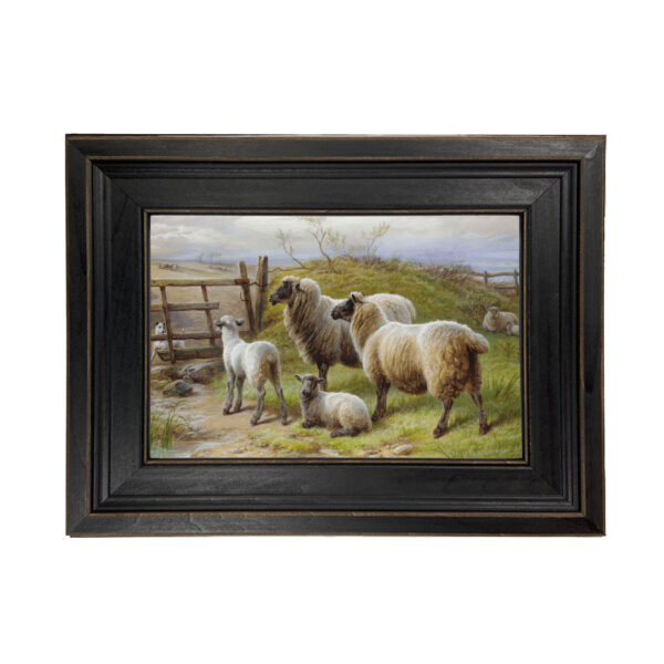 A Doubtful Neighbor by Charles Jones Framed Oil Painting Print on Canvas in Distressed Black Wood Frame
