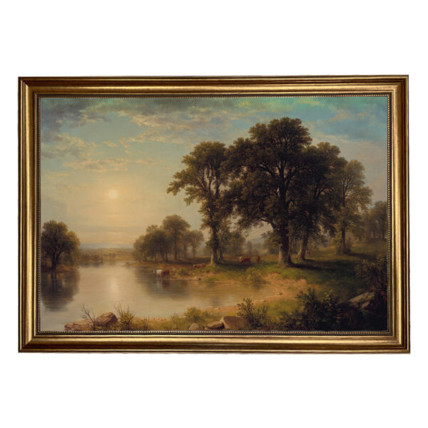 Summer Afternoon by Asher Durand Nature Landscape Oil Painting Print on Canvas in Antiqued Gold Frame- Framed to 22-1/2" x 33-1/2"
