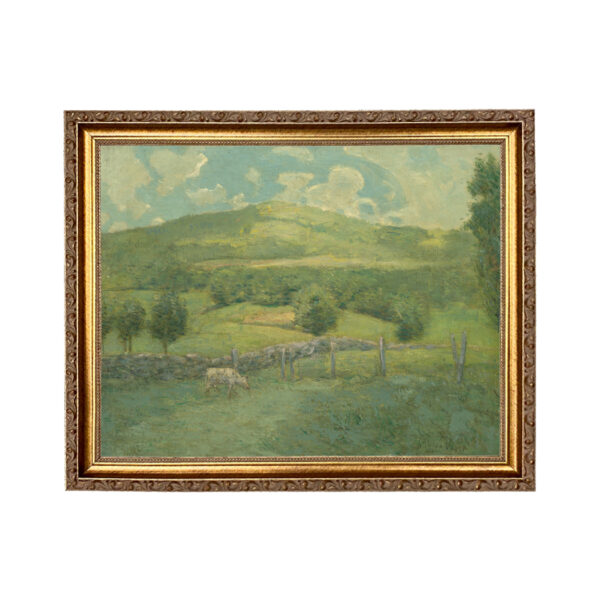 Scenic Spring Landscape Oil Painting Print on Canvas in Thin Gold Frame- An 11" x 14" Framed to 13" x 16"