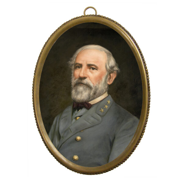 Portrait Revolutionary/Civil War 6-1/4″ Robert E. Lee Print in Antiqued Beaded Brass Frame- Antique Vintage Style