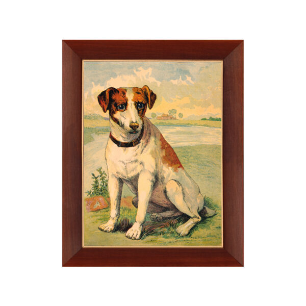 Cabin/Lodge Farm Dog Vintage Children’s Book Illustration Framed Print Behind Glass