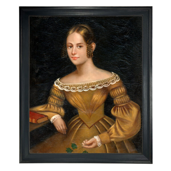 Painting Prints on Canvas Early American Portrait of a Woman in Yellow Dress