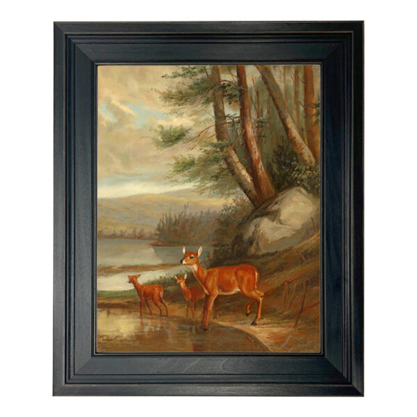 Cabin/Lodge Landscape Doe with Two Fawns After Tait