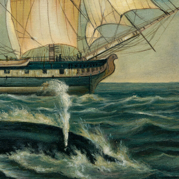 Nautical Nautical American Whaling Ship with Sperm Whale