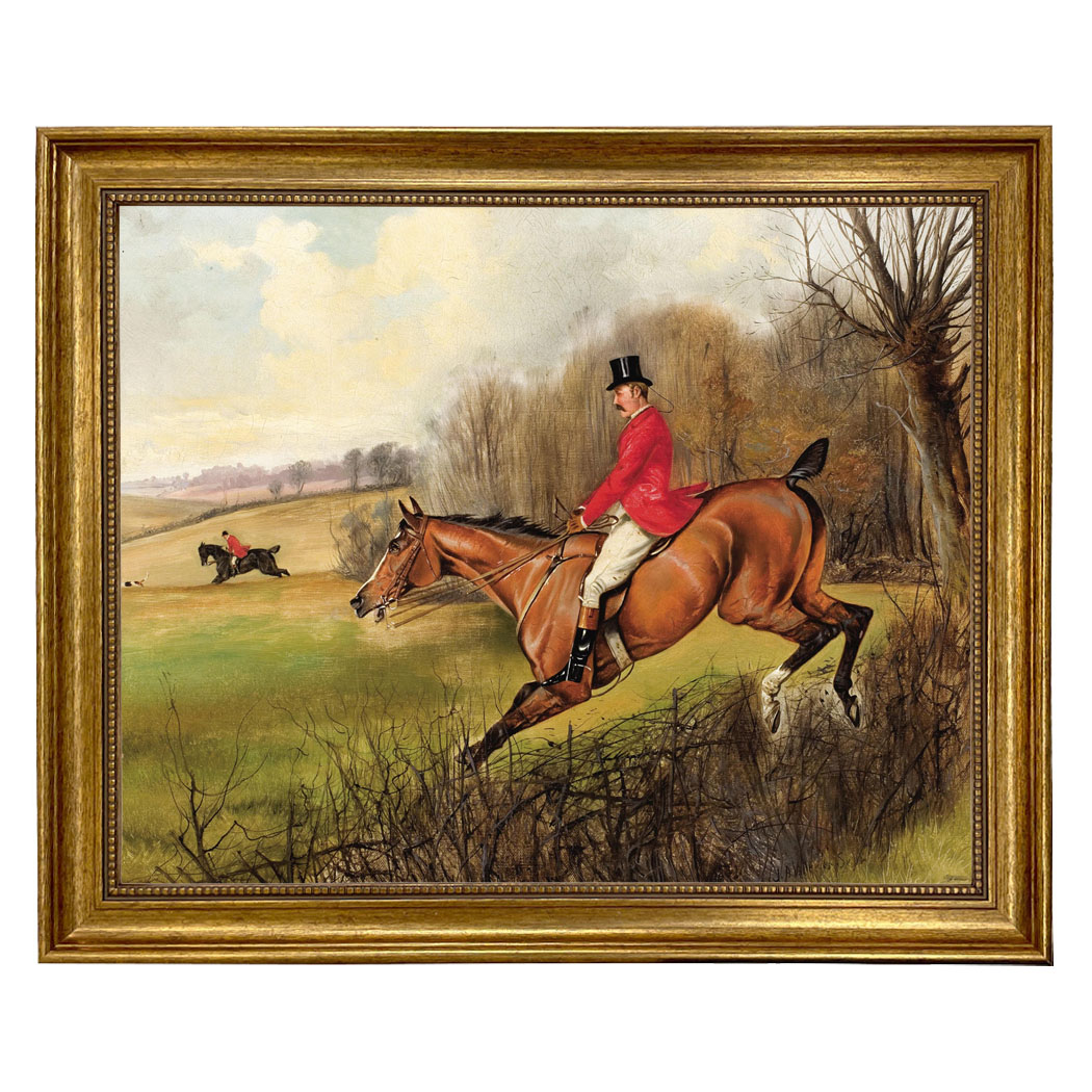 Equestrian/Fox Equestrian Over the Hedge Fox Hunt Scene ...