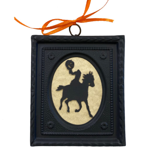 Framed Silhouettes Halloween 3D Headless Horseman Silhouette in 4-1/2″ Black Embossed Brass Frame