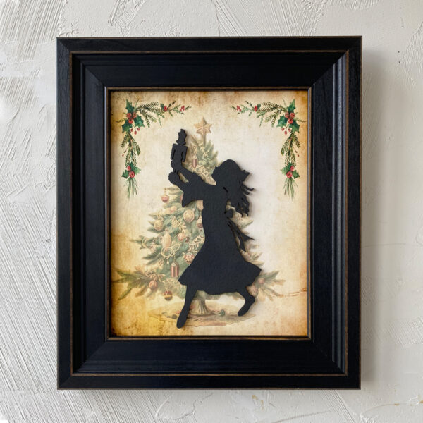 Christmas Christmas Clara Dancing with the Nutcracker Framed Wood Silhouette