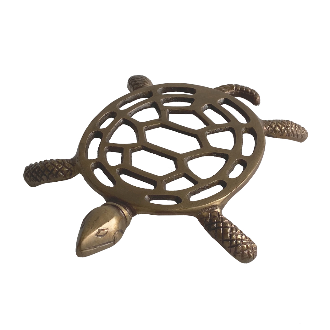 Trays & Barware Nautical 7-1/2″ Antiqued Brass Tortoise Turtle Trivet ...