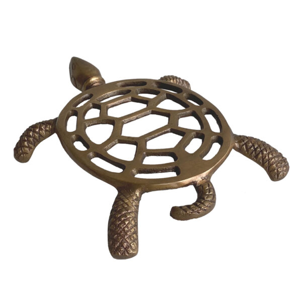 Trays & Barware Nautical 7-1/2″ Antiqued Brass Tortoise Turtle Trivet