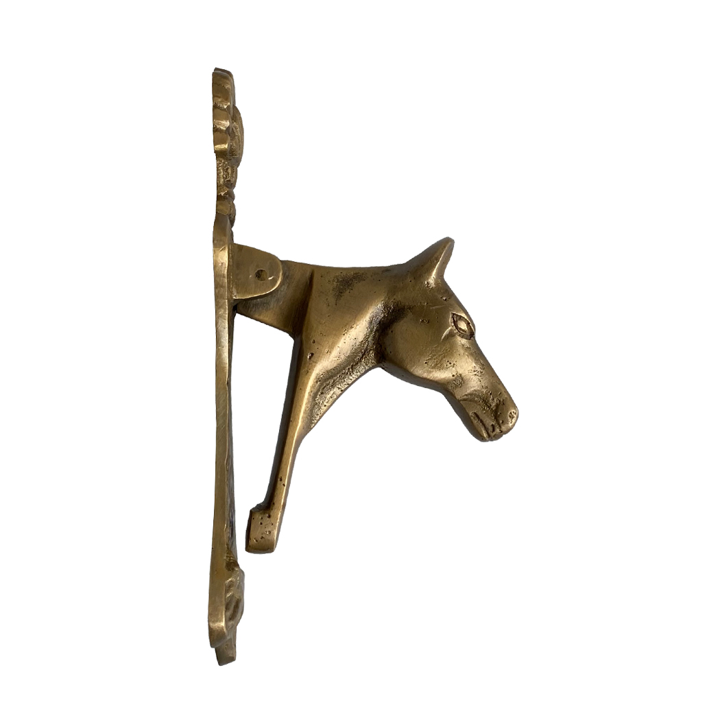 5-1/2 Antiqued Brass Horse Head Door Knocker - Antique Vintage Style